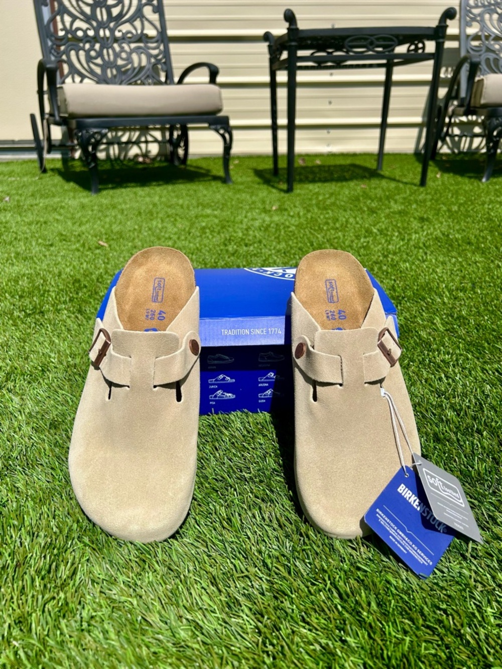 Birkenstock Men’s Tan Suede Boston Clog - Slip-On Loafers